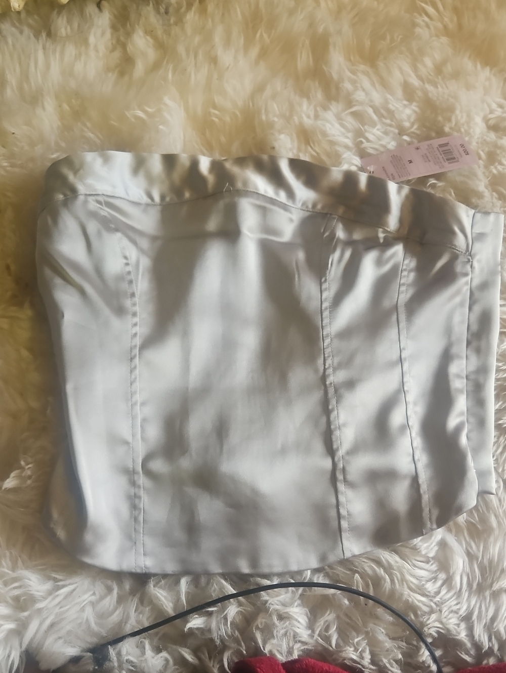 Women’s Satin Silver Strapless Top